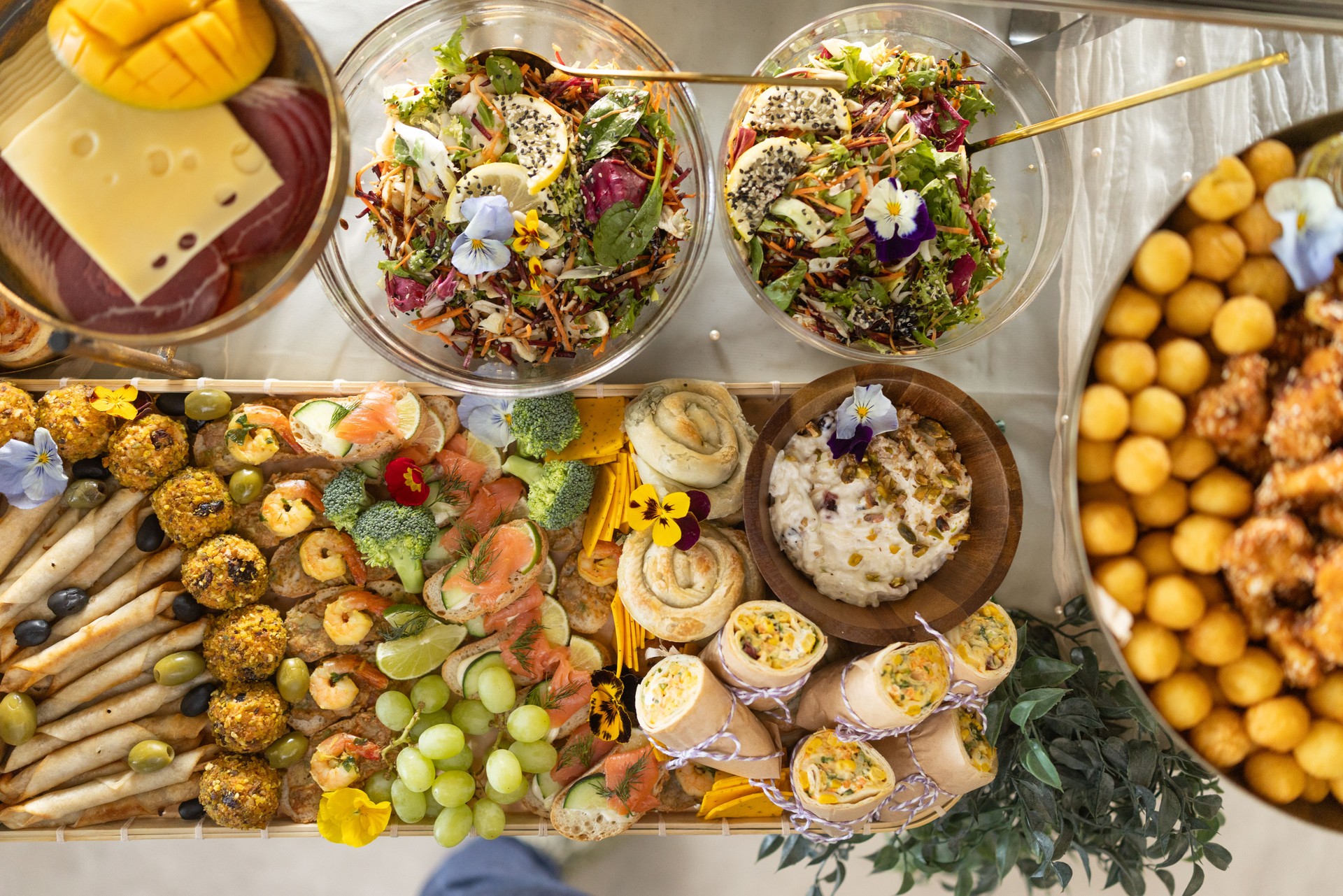 Beautifully decorated catering banquet table set